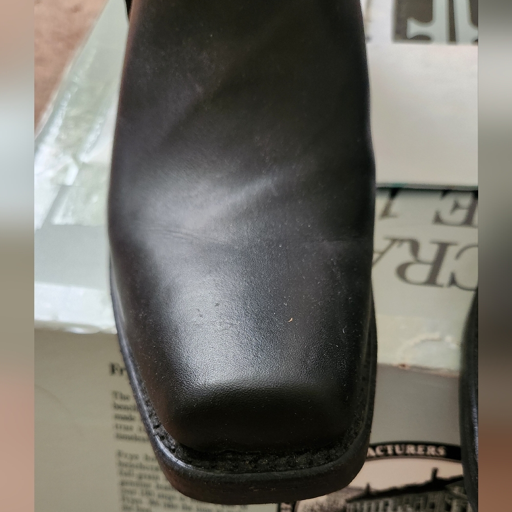 FRYE 8R square toe harness 77455 black leather boots Ladies 9 Made in USA - Picture 7 of 12